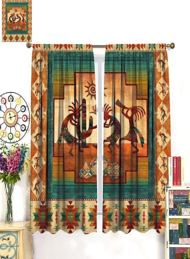 JanJCurt Kokopelli Blackout Curtains, Southwestern Native Window Drapes, Aztec Ethnic Print Pattern Thermal Insulation Window Treatments for Living Room Bedroom Kitchen Office 42x45 Inch - Image 3